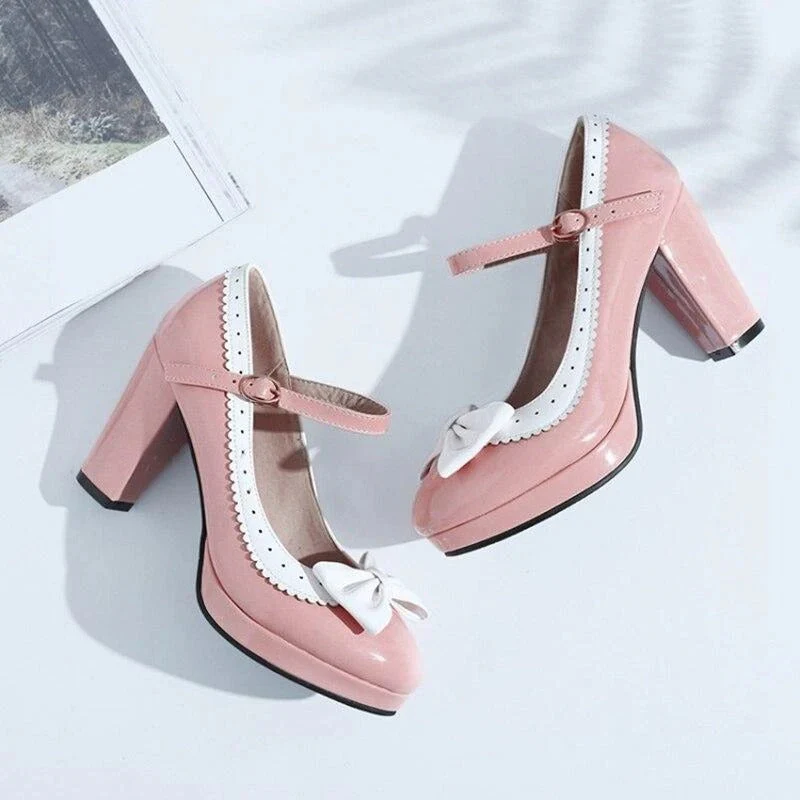 Chaussure Vintage <br> Nœud Rose - Image 4