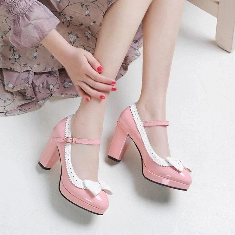 Chaussure Vintage <br> Nœud Rose - Image 3
