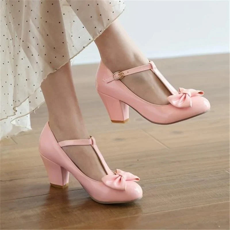 Chaussures Vintage <br> Femme Nœud Rose - Image 3
