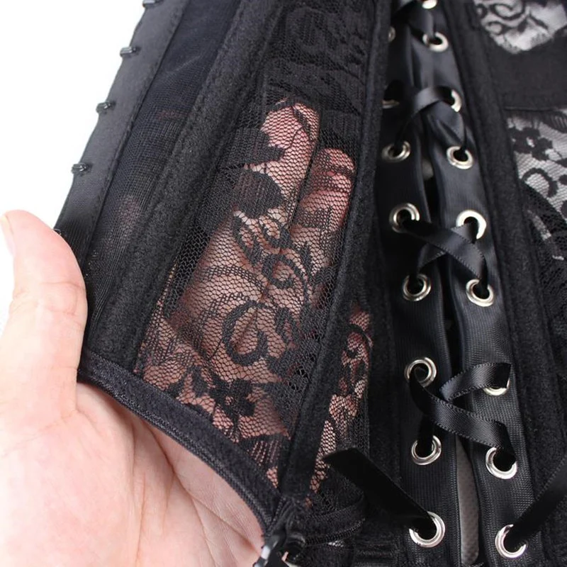 Guêpière Rétro Noire Dentelle - Image 4