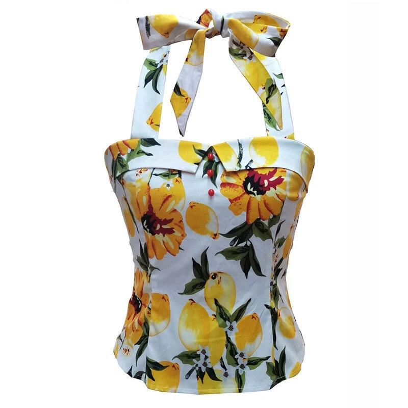 Haut Vintage Pin-Up <br> Citron