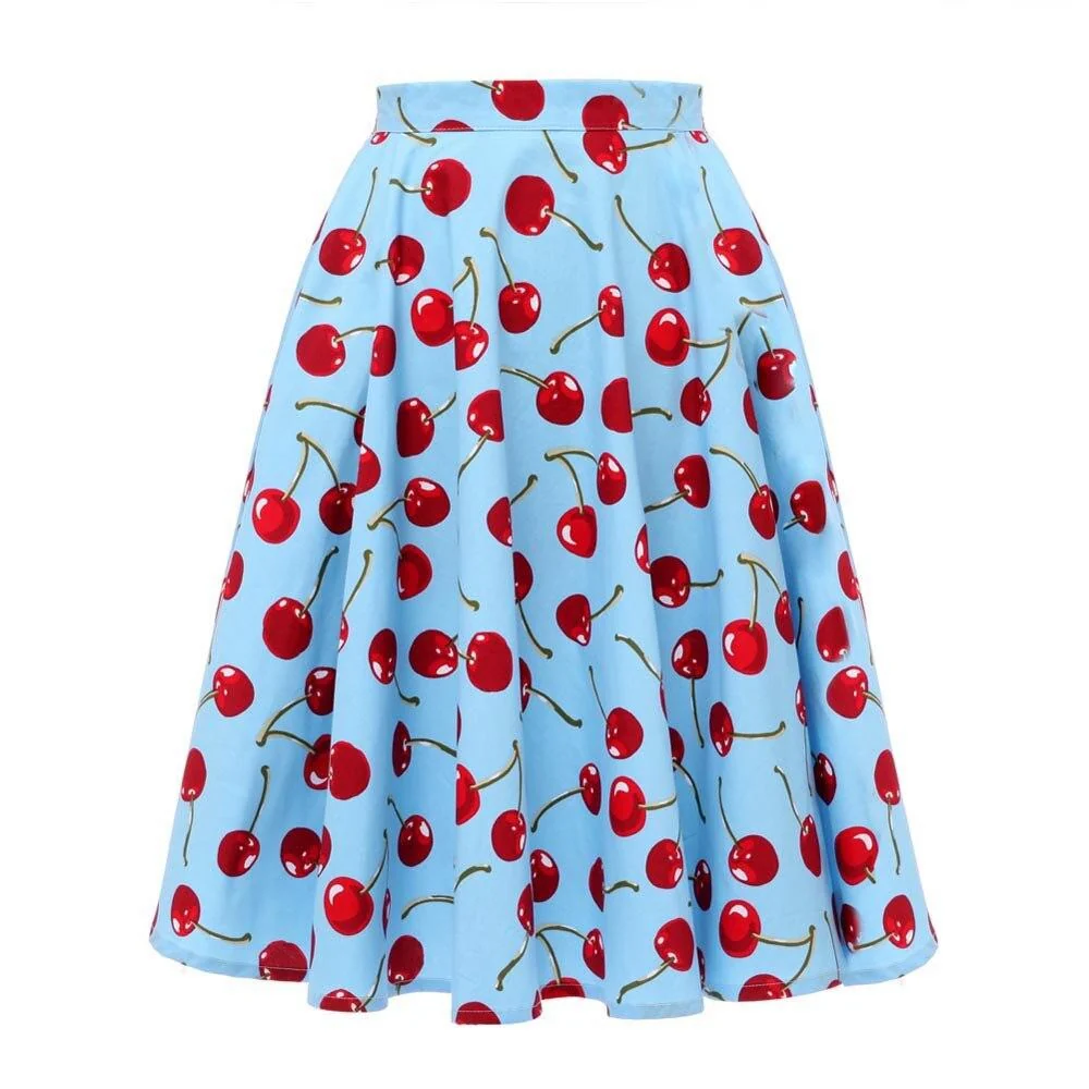 Jupe Vintage <br> Bleue Cerises