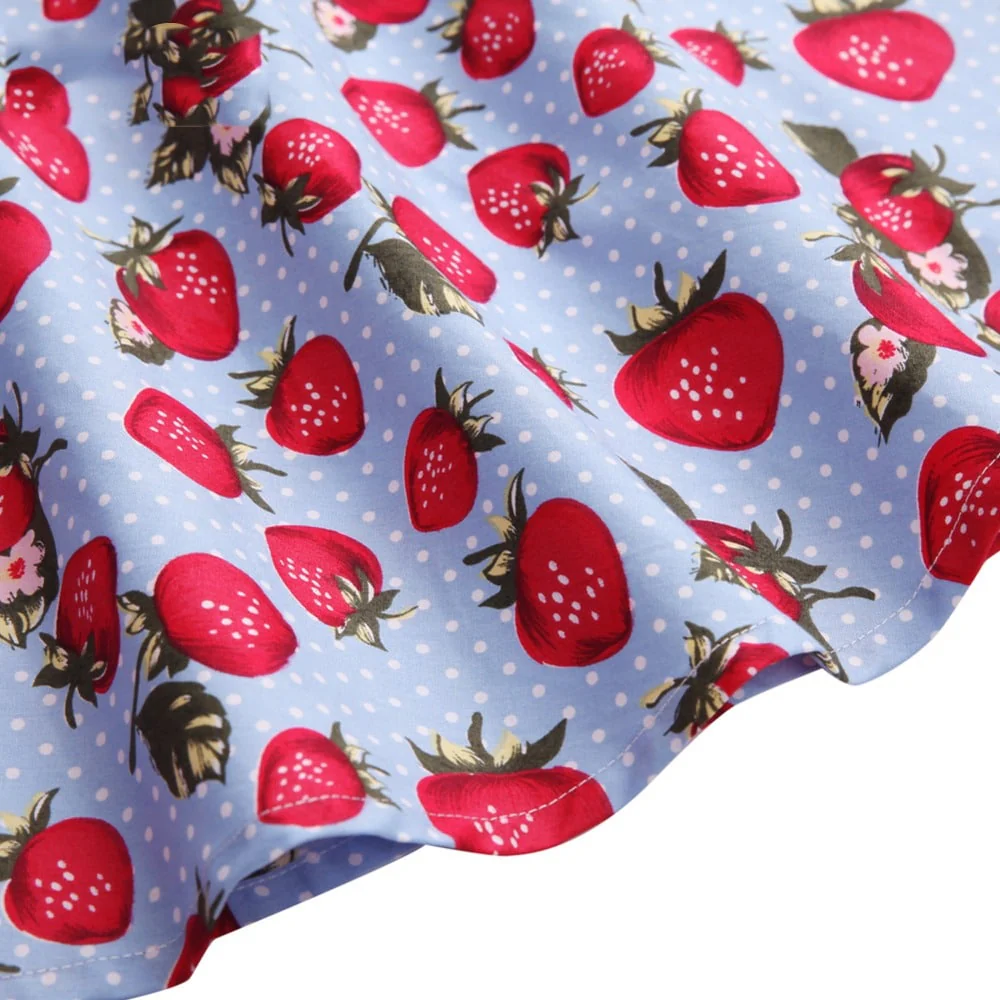 Jupe Vintage <br> Bleue Fraises - Image 4