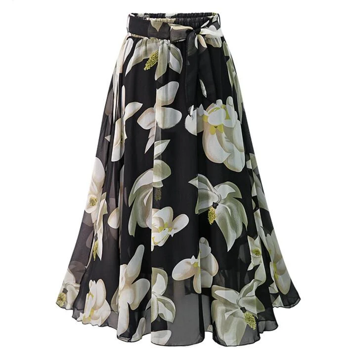 Jupe Vintage <br> Grande Taille Fleurs Noir