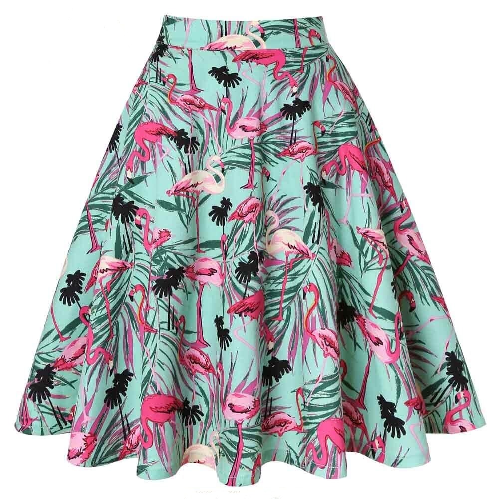 Jupe Vintage <br> Motifs Flamants Roses