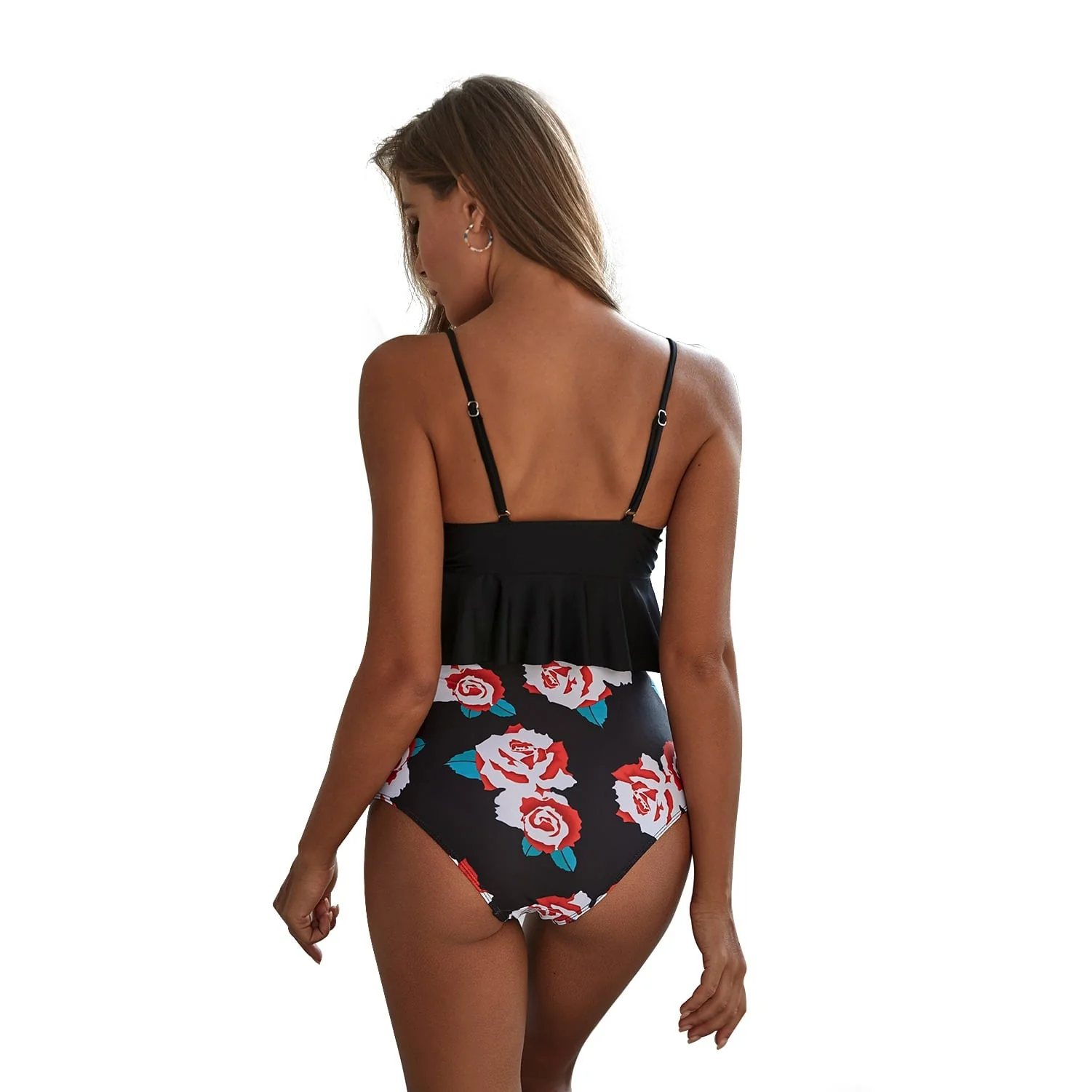 Maillot de Bain Noir avec Fleur Rose - Image 2