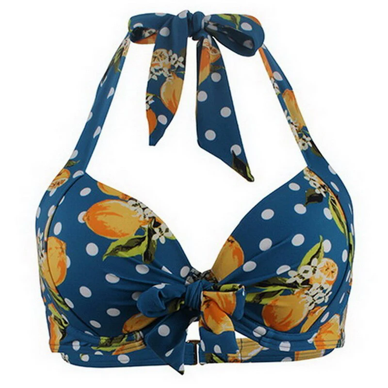 Maillot De Bain Vintage <br> Taille Haute Bleu Citron - Image 2