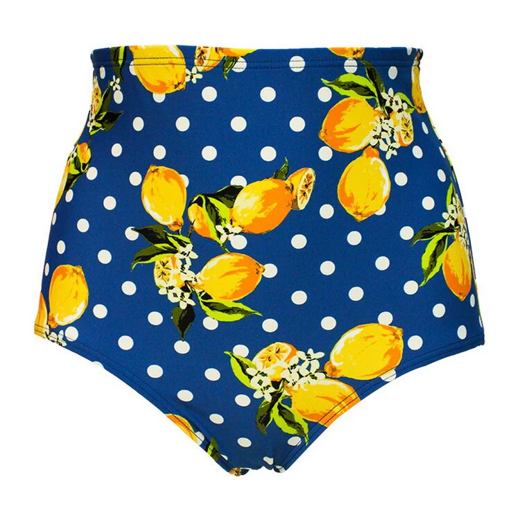 Maillot De Bain Vintage <br> Taille Haute Bleu Citron - Image 3