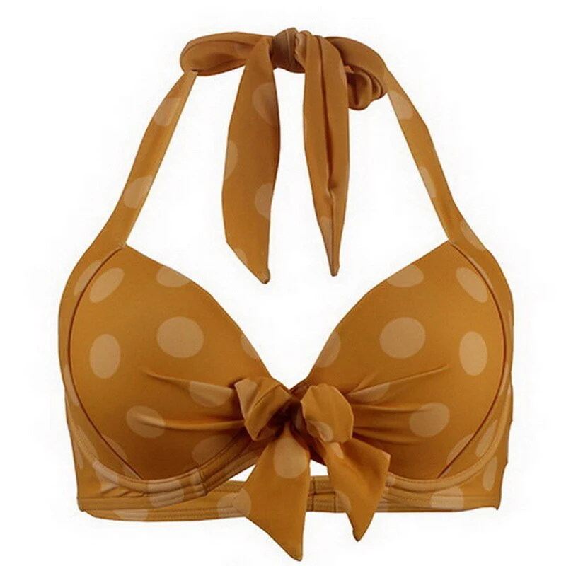 Maillot De Bain Vintage <br> Taille Haute Jaune Pois - Image 2