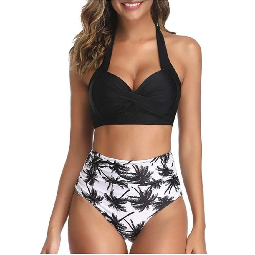 Maillot De Bain Vintage <br> Taille Haute Noir