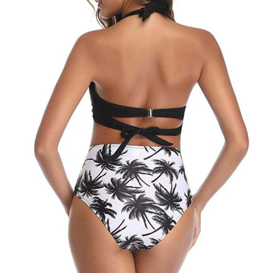 Maillot De Bain Vintage <br> Taille Haute Noir - Image 2
