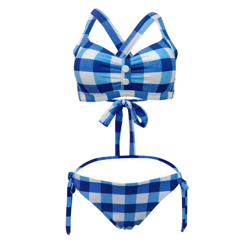 Maillot De Bain Vintage Vichy Bleu