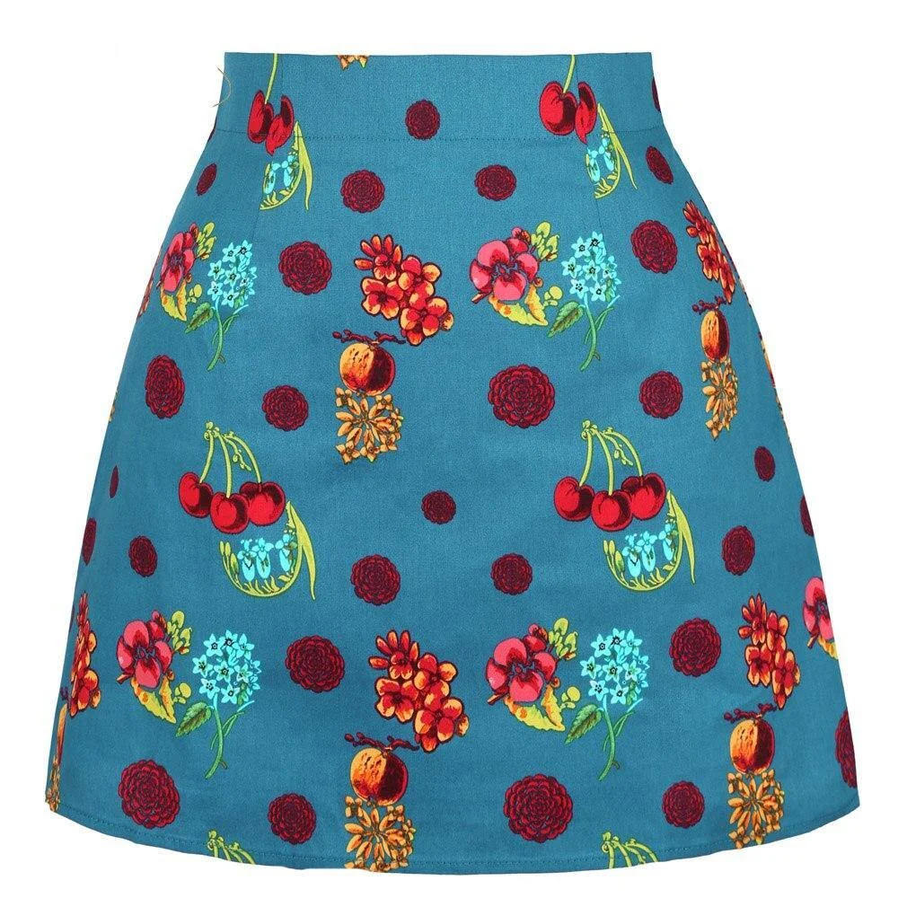 Mini Jupe Vintage <br> Fleurs Cerises