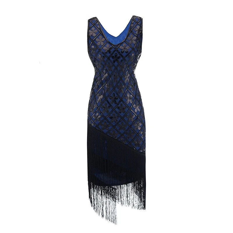 Robe Charleston Année 20 <br> Noire et Bleue