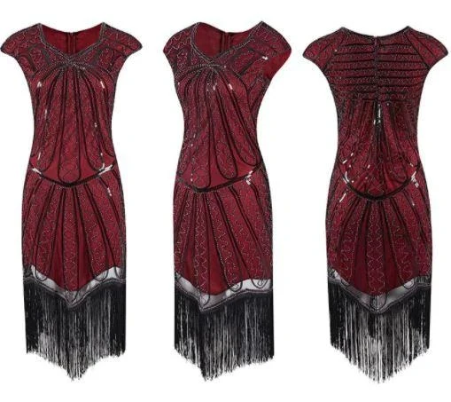 Robe Charleston Année 20 <br> Rouge - Image 2