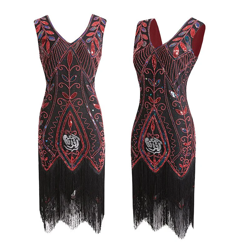 Robe Frangée Gatsby Bordeaux