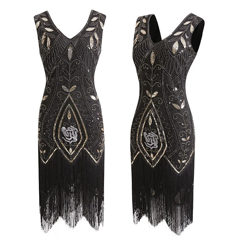 Robe Frangée Gatsby Noire