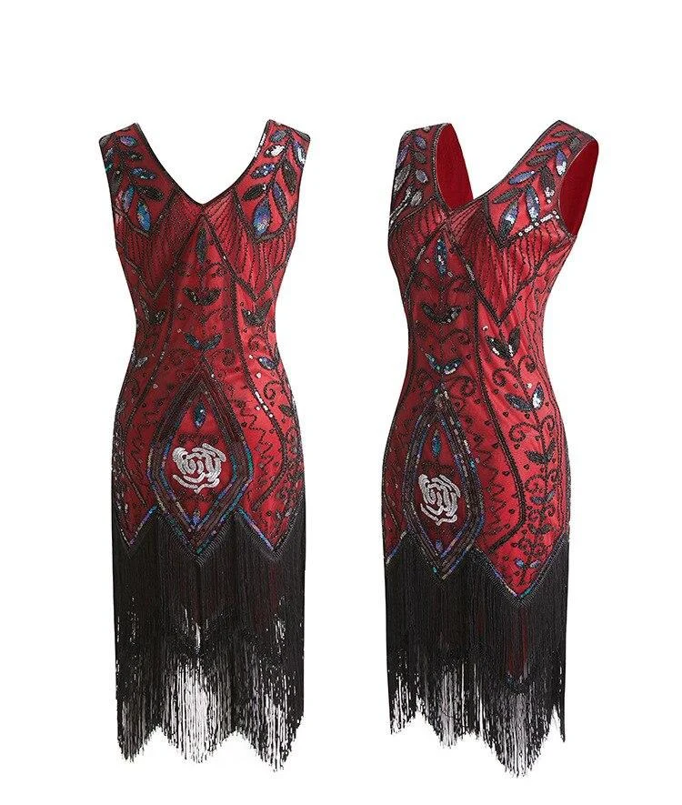 Robe Frangée Gatsby Rouge