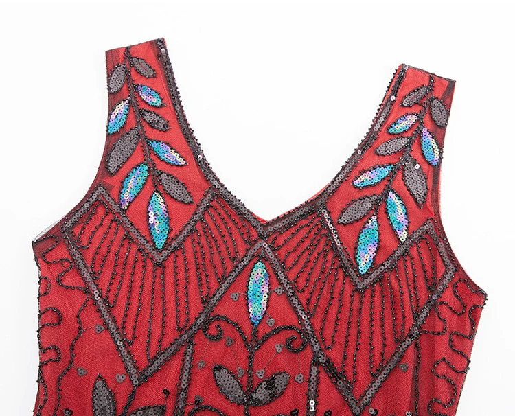 Robe Frangée Gatsby Rouge - Image 2