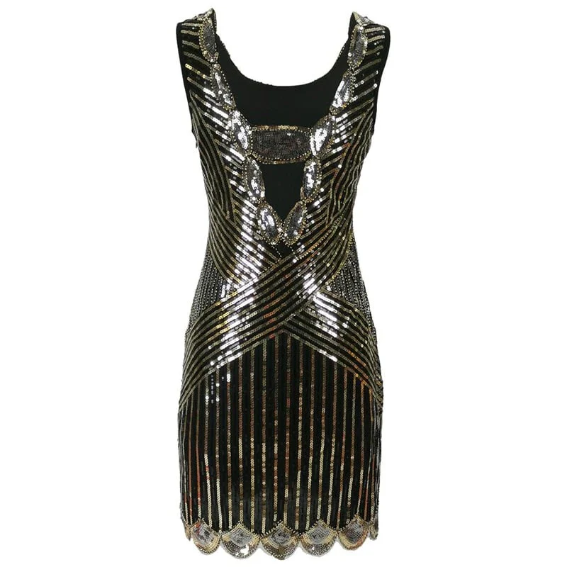 Robe Gatsby Courte <br> Noire et Or - Image 2