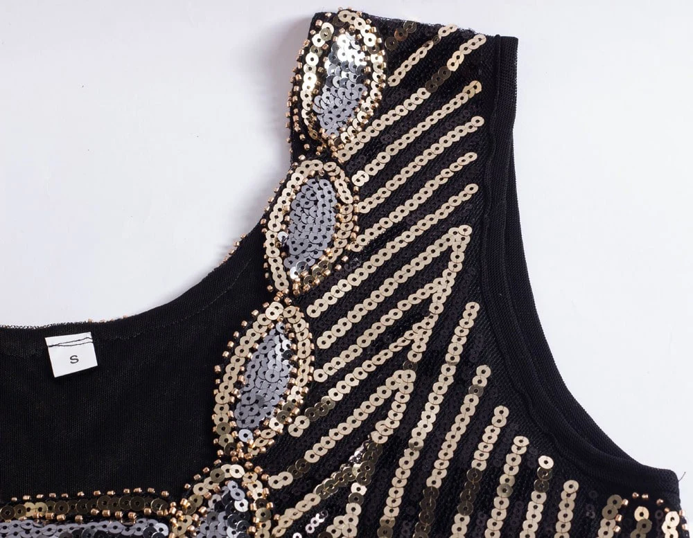 Robe Gatsby Courte <br> Noire et Or - Image 3