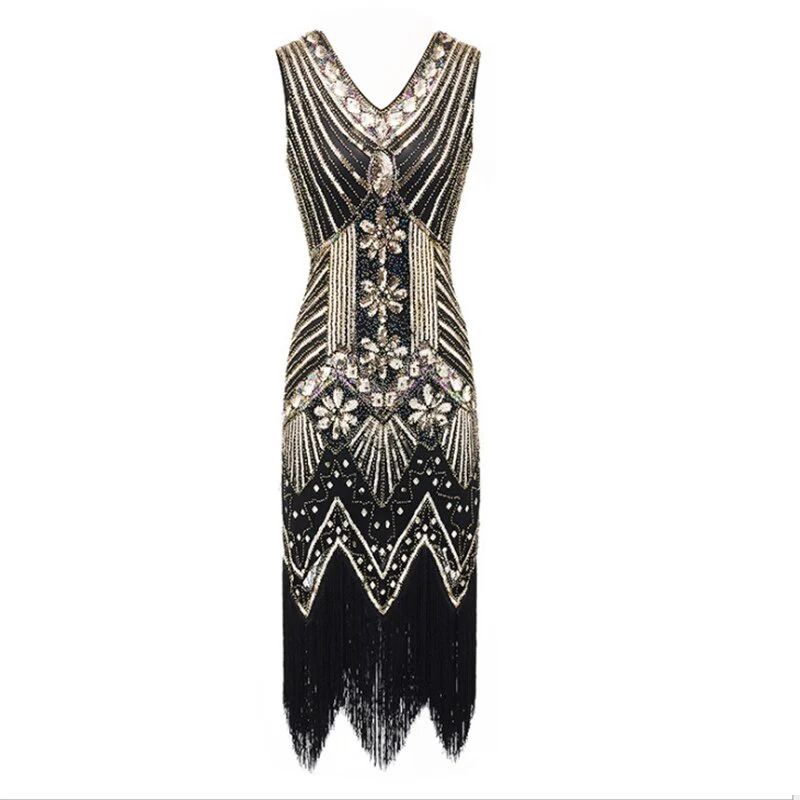 Robe Gatsby <br> Grande Taille Noire et Or