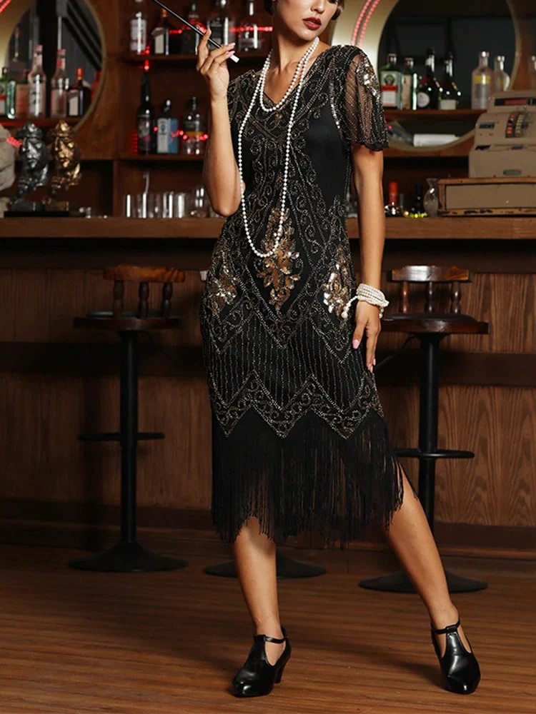 Robe Gatsby Le Magnifique <br> Noire et Or - Image 2