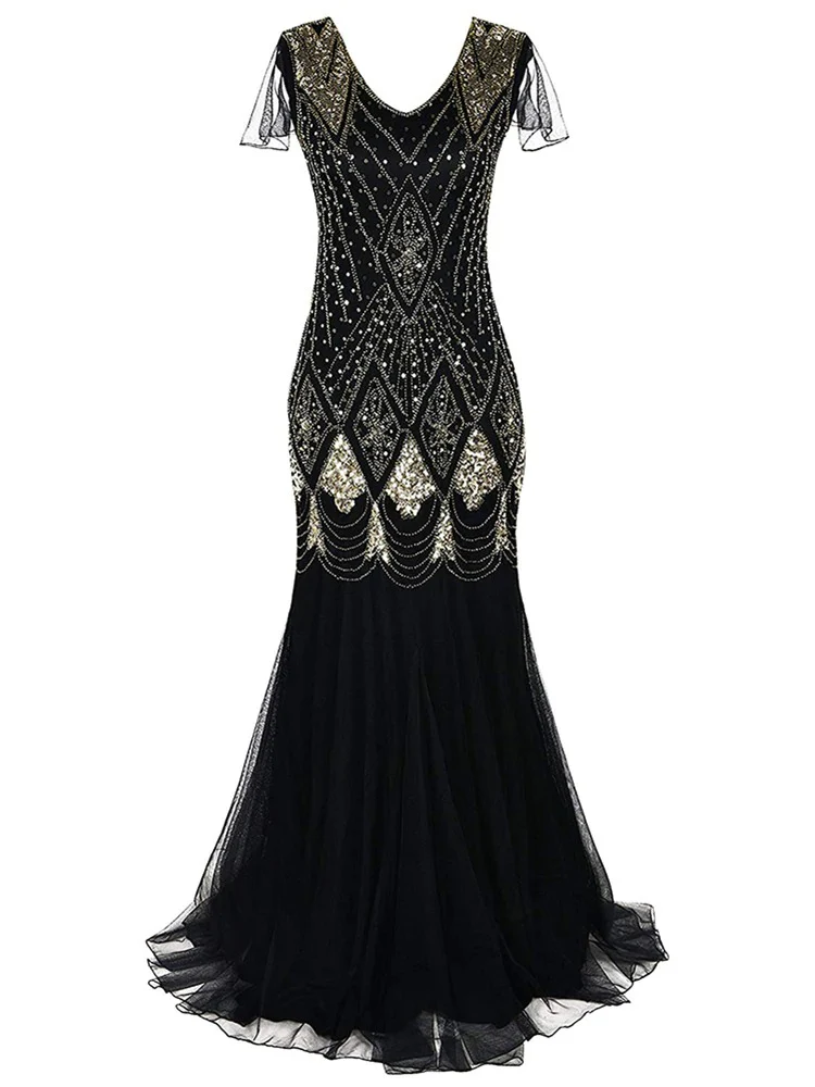 Robe Gatsby Longue <br> Haute Couture Noir et Or