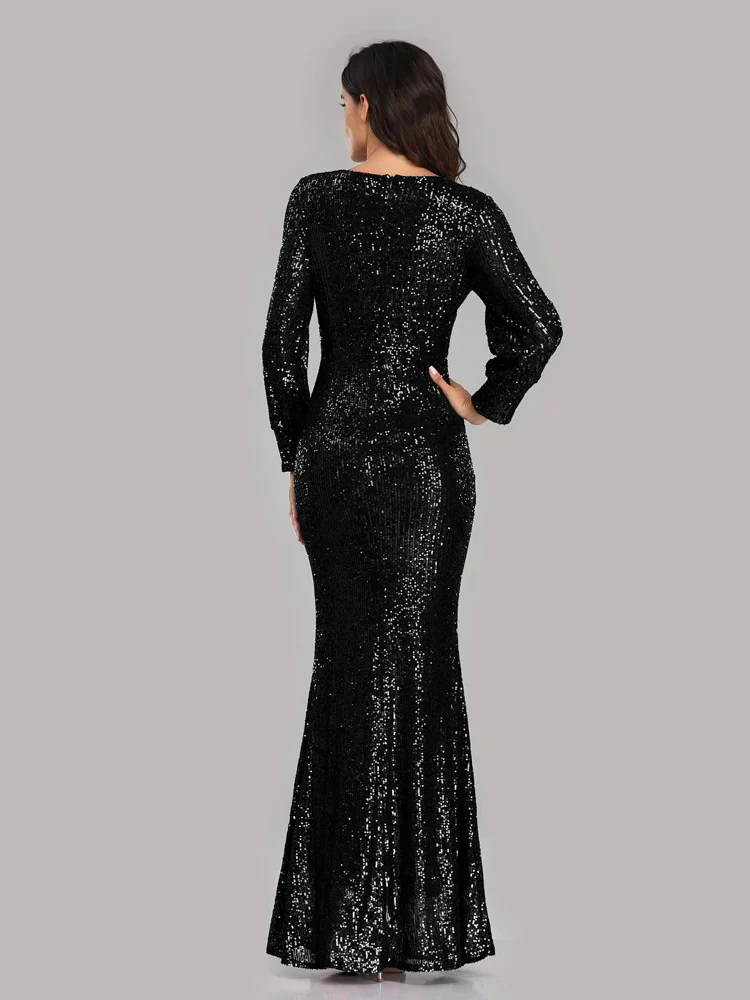 Robe Gatsby Manche Longue <br> Noire - Image 2