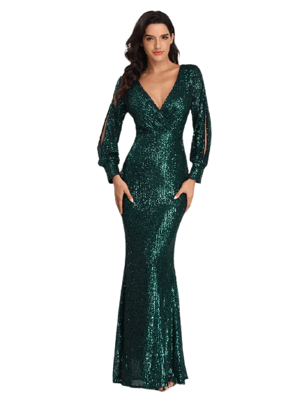 Robe Gatsby Manche Longue <br> Verte