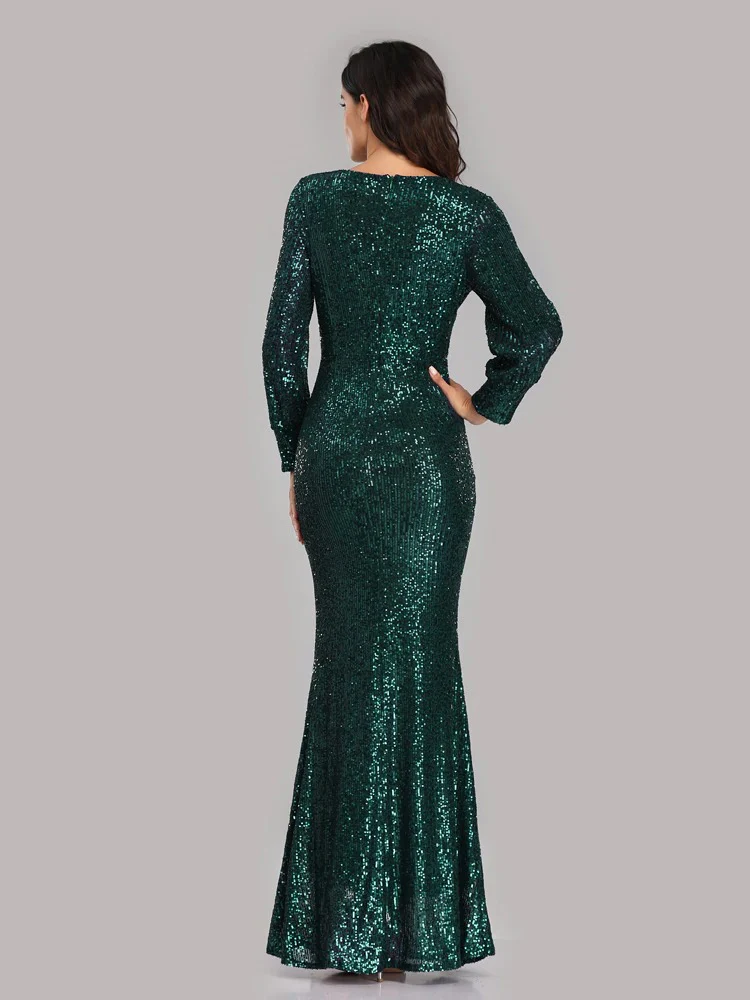 Robe Gatsby Manche Longue <br> Verte - Image 2