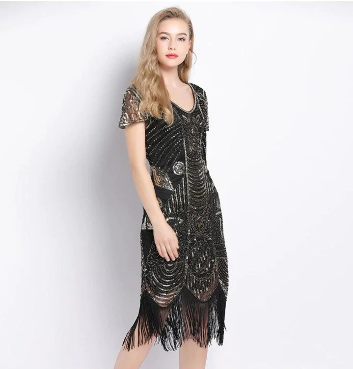 Robe Gatsby Rétro Chic Noire