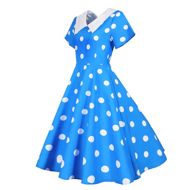 Robe Pin Up Rockabilly <br> Bleue - Image 2