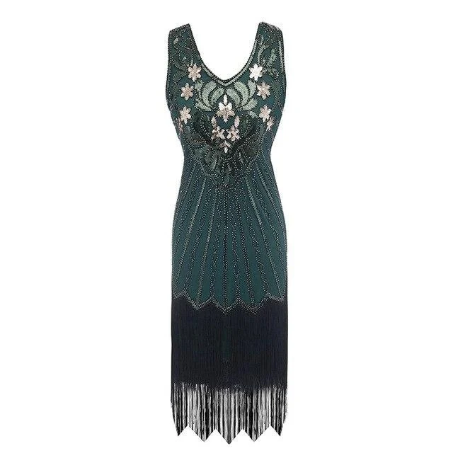 Robe Vintage Année 20 <br> Grande Taille Verte