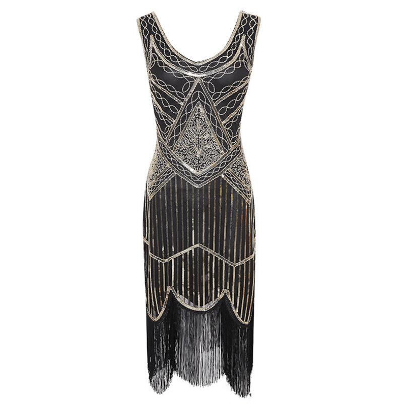 Robe Vintage <br> Année 20 Noir et Argent