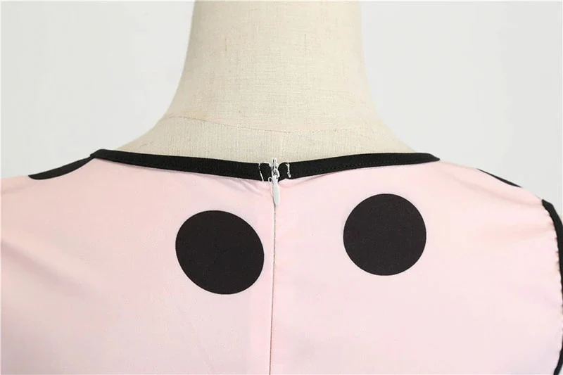 Robe Vintage <br> Pas Cher Rose Pois - Image 4