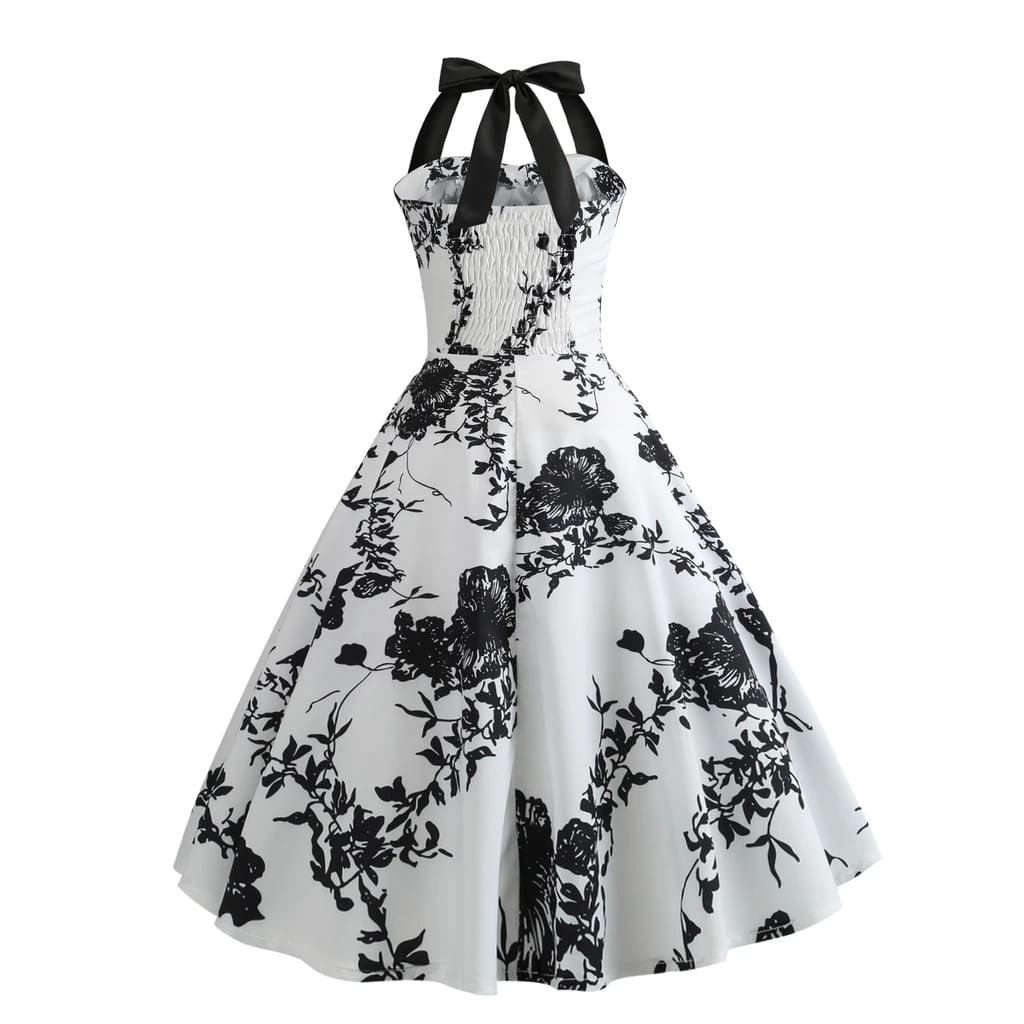 Robe Vintage <br> Pin-Up Fleurs Noires - Image 3
