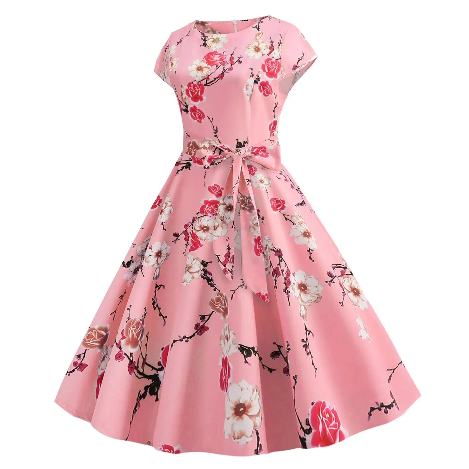 Robe Vintage <br> Pin-Up Rose À Fleurs - Image 2