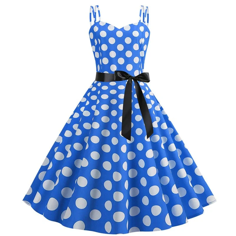 Robe Vintage <br> Rockabilly Bleu Pois