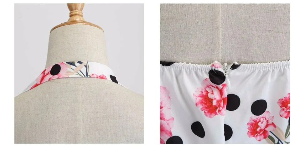 Robe Vintage <br> Rockabilly Fleurs Pois - Image 3